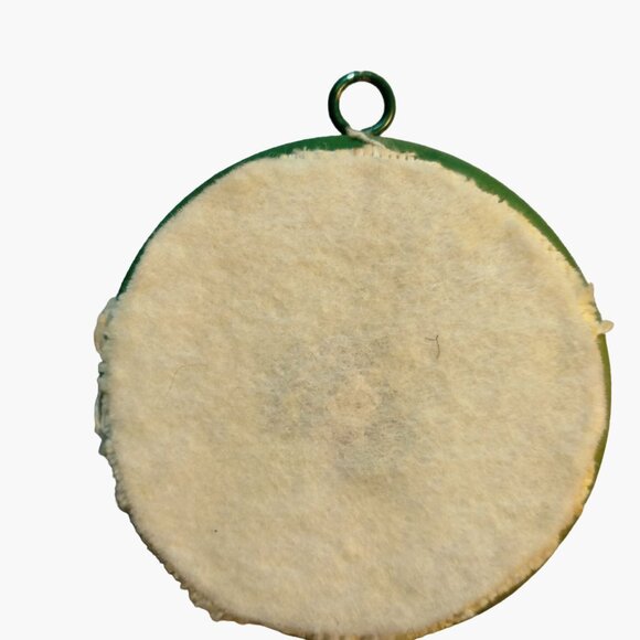 Cross Stitch Christmas Bell Ornament Handcrafted Green Framed - Picture 3 of 3